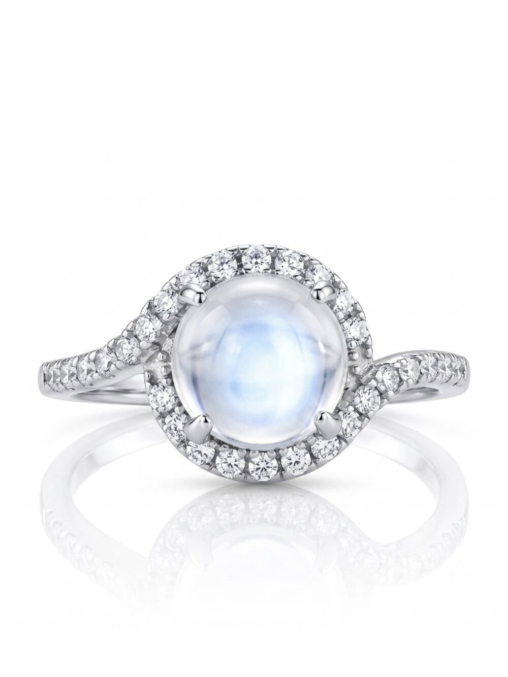 Round Moonstone Ring, 925 Sterling Silver Size 7 Charmed Aroma